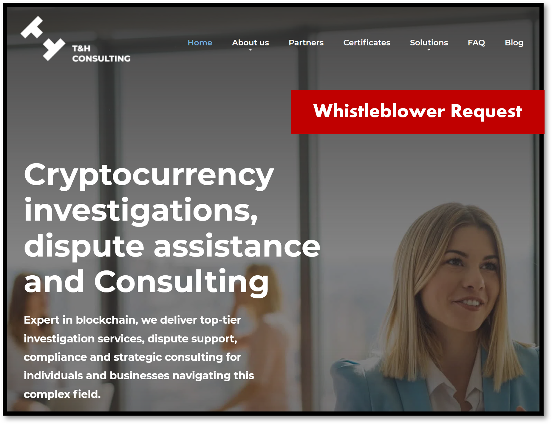 T and H Screen Whistleblower information needed for crypto investigation scheme T and H Consulting