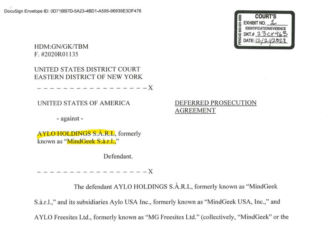 Pornhub DPA PornHub ends prosecution case with agreement