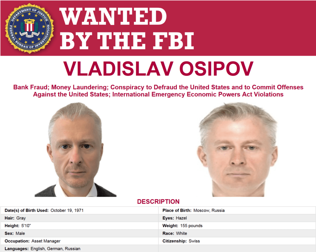 Russian national Vladislav Osipov wanted by the DOJ and the FBI