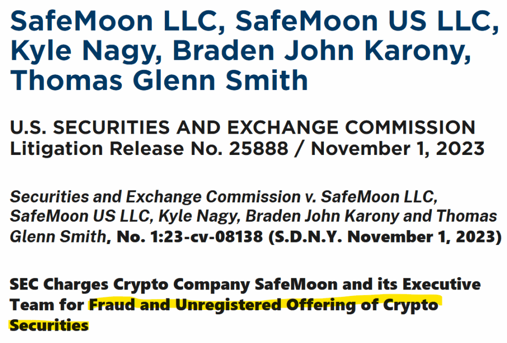 SEC charges SafeMoon and its individuals over securities fraud